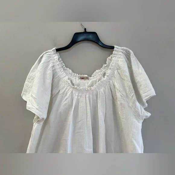 Faherty Annabelle Dress Short Sleeved Cotton Dress Texture Neckline in White, XL - Picture 4 of 12